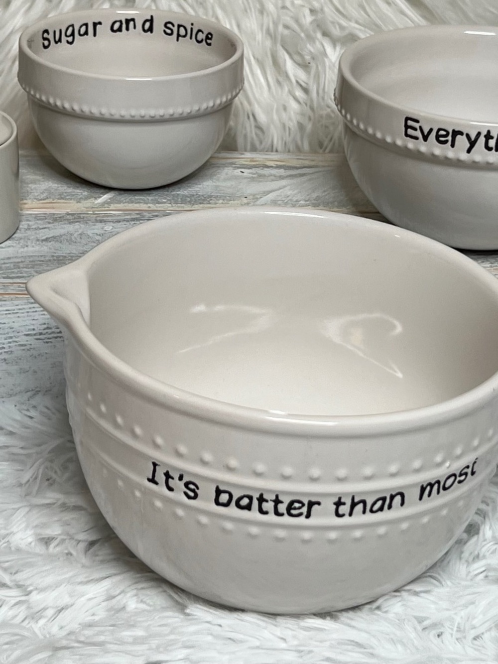 Strawberry Street Nesting Mixing Bowls and Small Lidded Jar